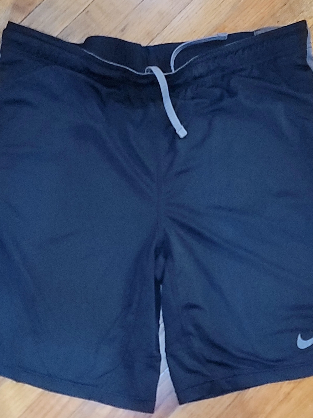 Nike Black Athletic Shorts with Gray Drawstring
